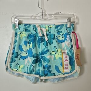 Justice Teal Floral Women's Athletic Shorts